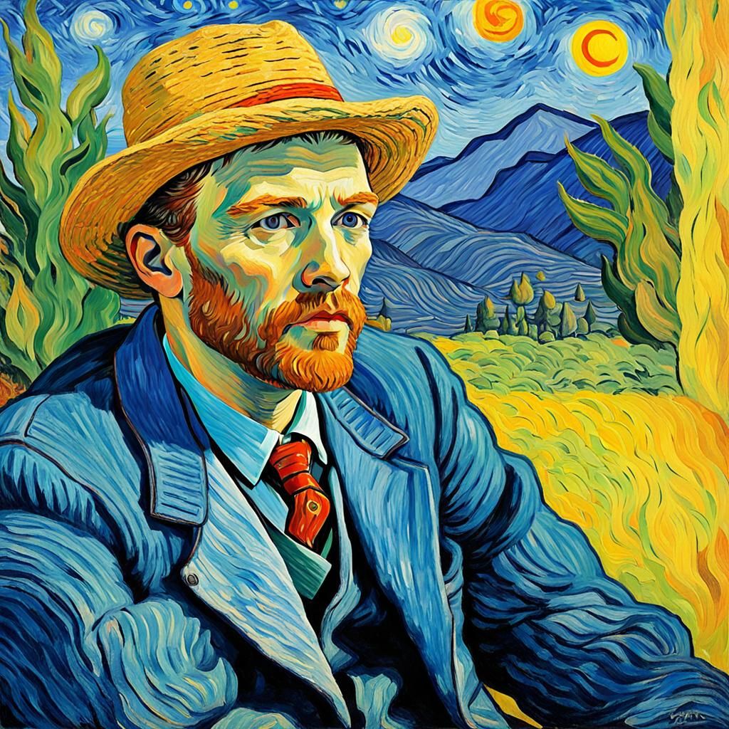 Expressionist Portrait of an Artist Painting a Portrait