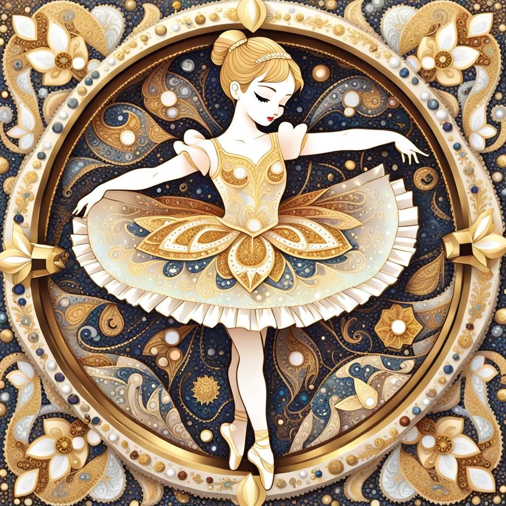 Golden Ballerina Dwarf Music Box in Abstract Art