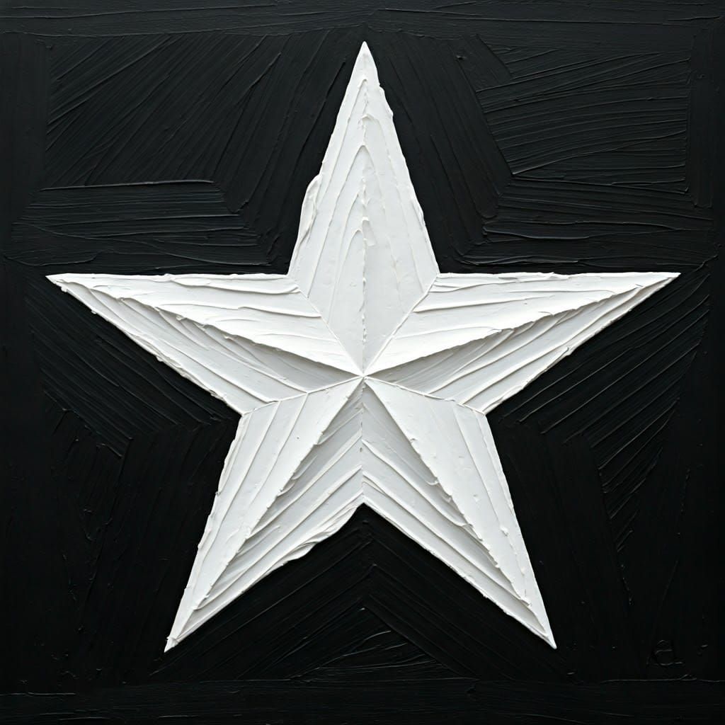 Impasto Star in Black Background, Inspired by Avant-Garde Co...
