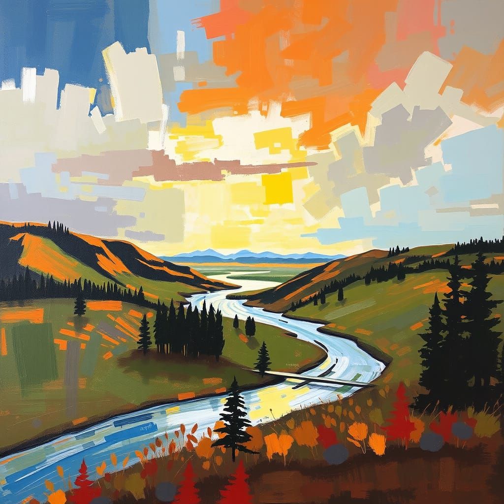 Expressionist Landscape with Native American Inspiration
