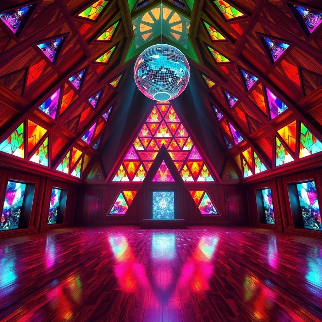 Mystical Pyramid Temple with Kaleidoscope Stained Glass and ...