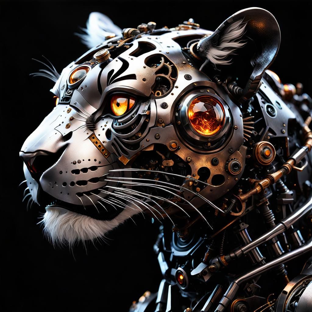 Steampunk Robot Tiger Cub with Cosmic Energy