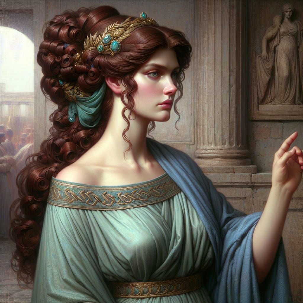 Ethereal Goddess of Childbirth in Ancient Etruscan Palace