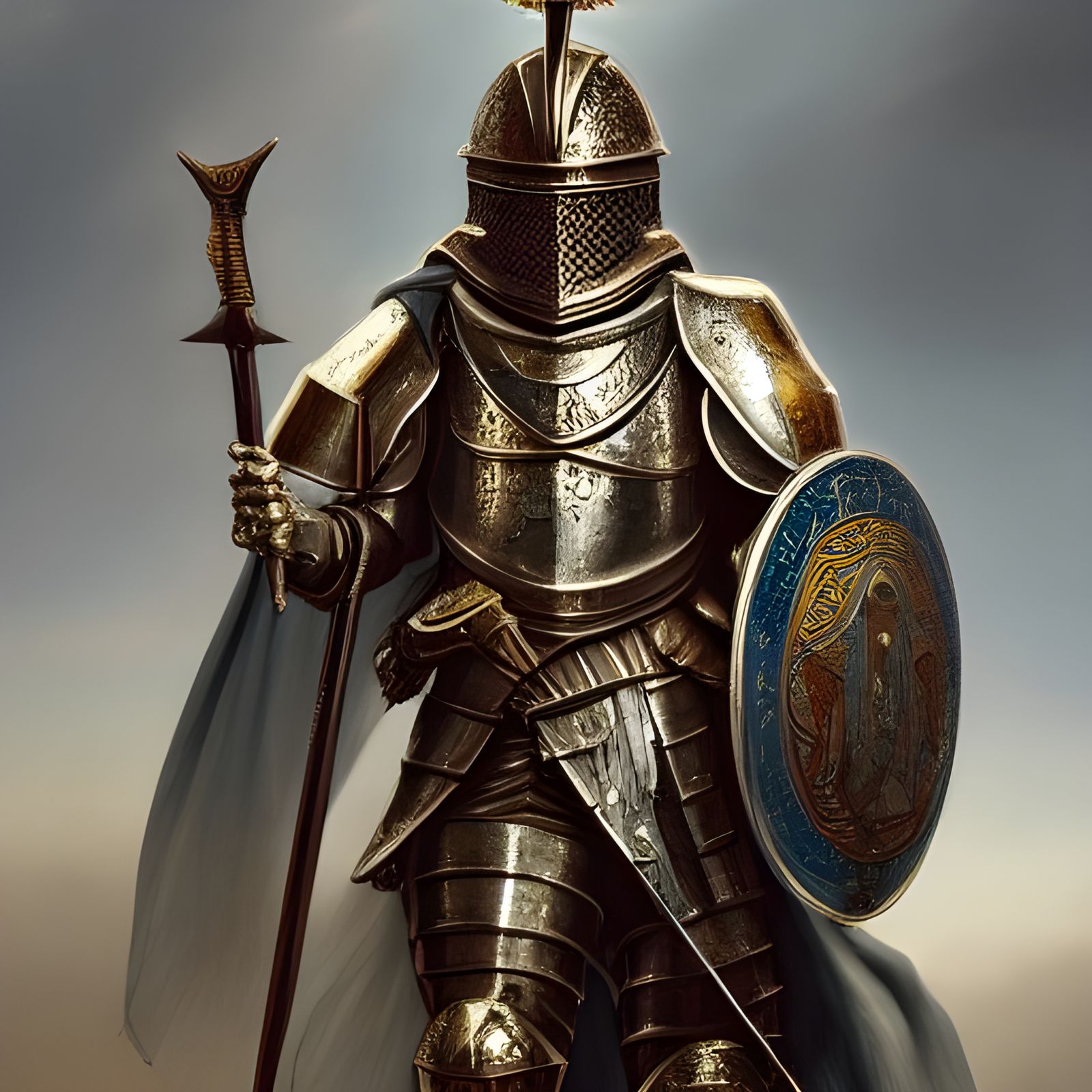 Holy Knight Portrait in Ornate Armor