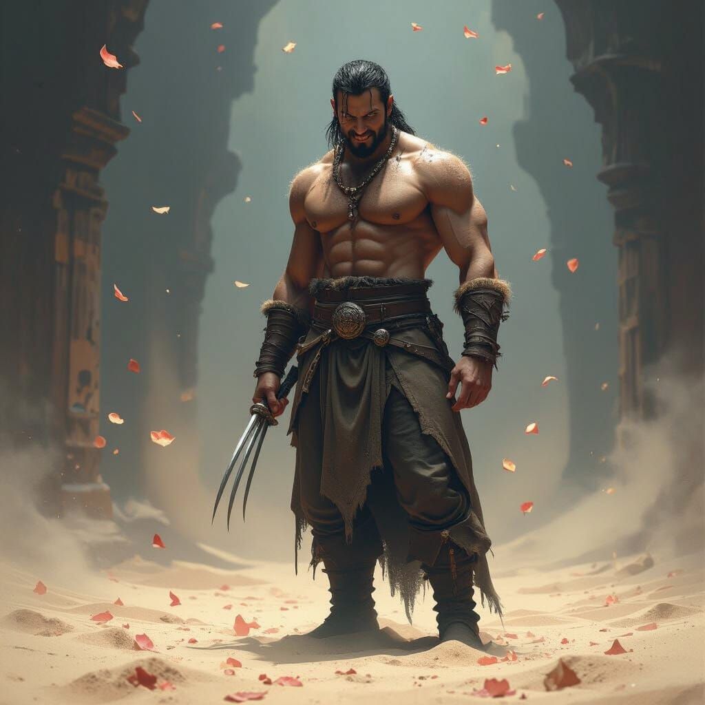 Sand Petal Man in Gothic Surrealism