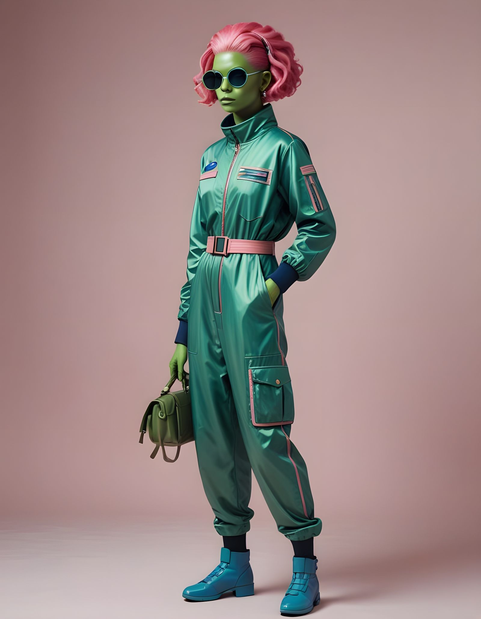 Martian Maiden in Blue Jumpsuit, in Vermeer Style