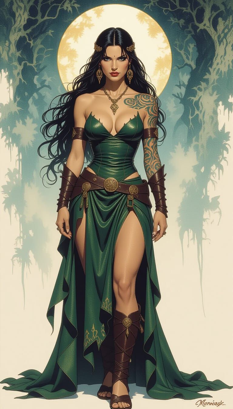 Morrigan: Powerful Celtic Goddess in Mystical Forest