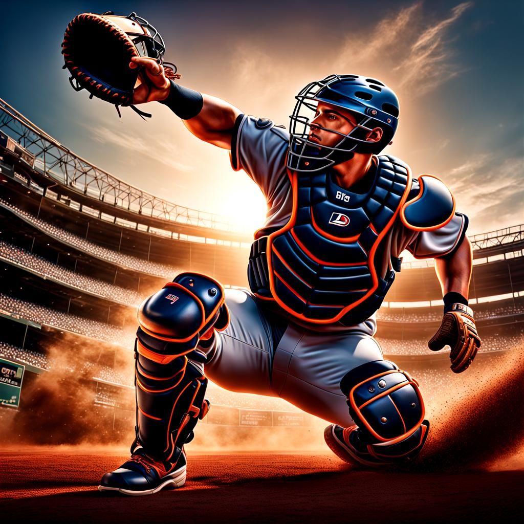 Baseball Catcher in Action: Hyperdetailed Unreal Engine Rend...