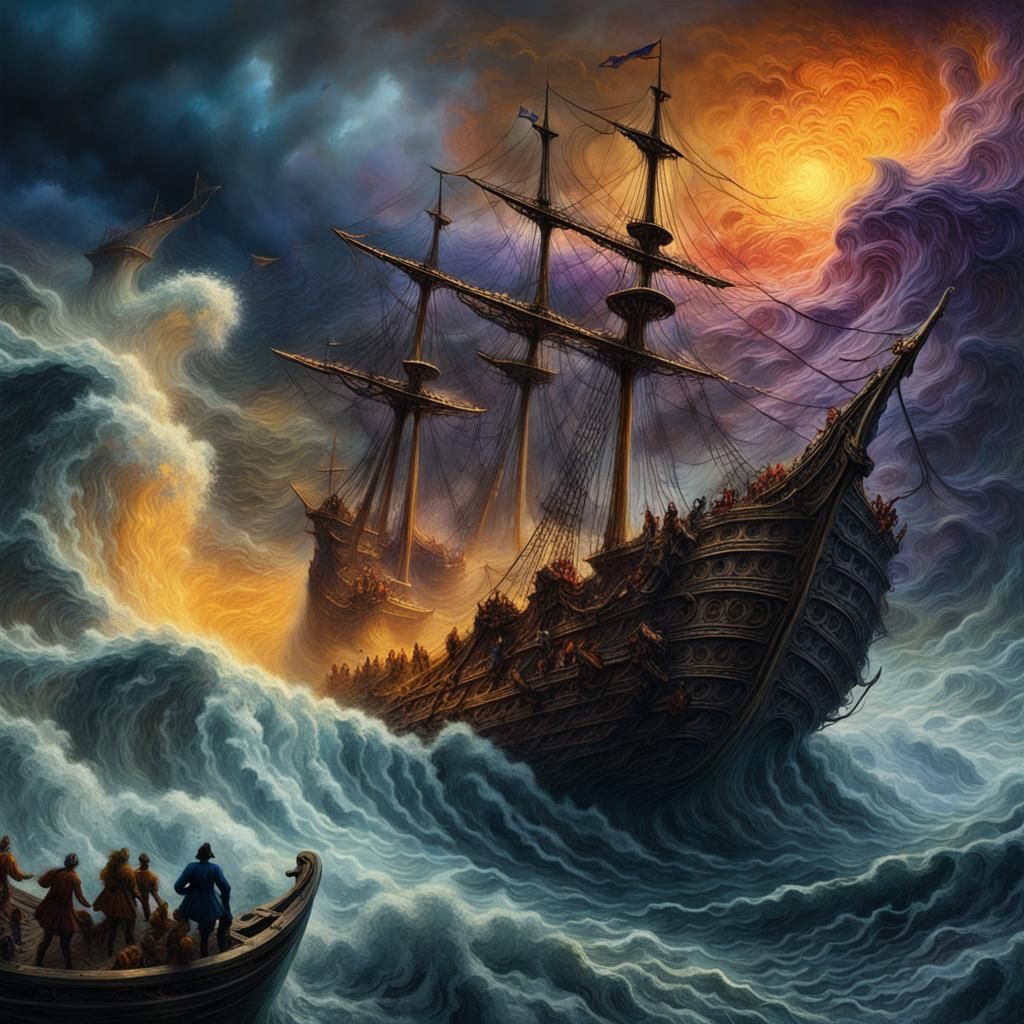 Galleon Sinking in Maelstrom: Fantasy Matte Painting