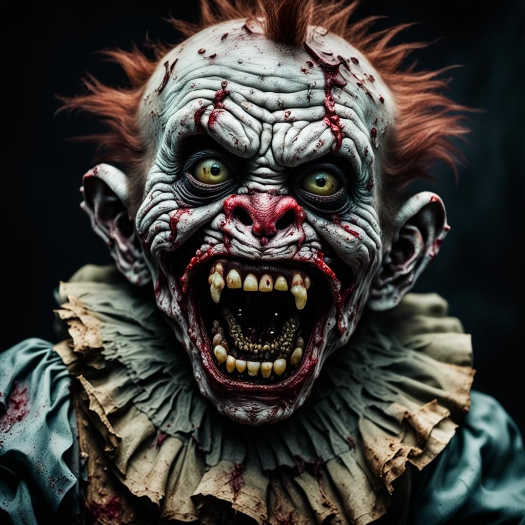 Eerie Clown Toddler with Glowing Eyes