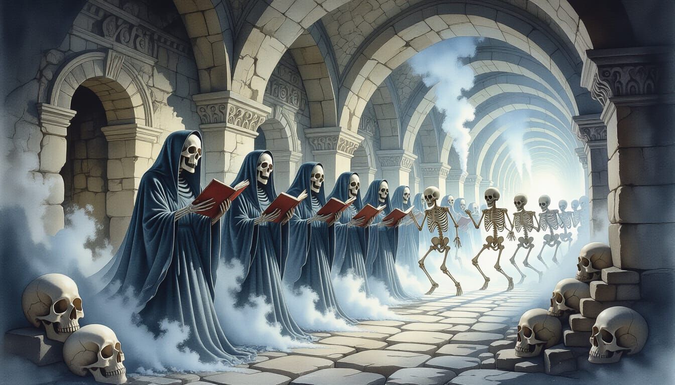 Skeletal Choirs in Crypt Caroling Chaos