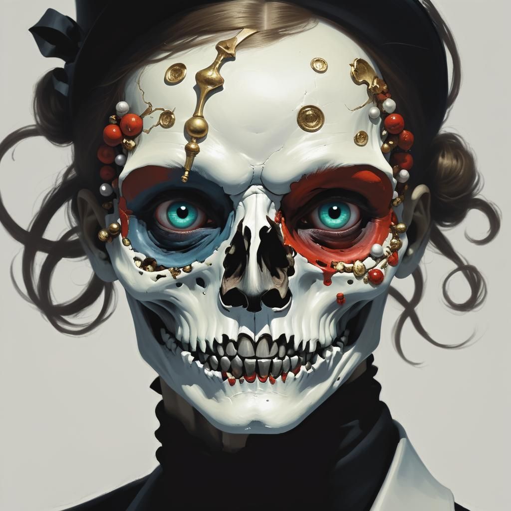 Ornate Skeleton Portrait in Gothic Horror Style
