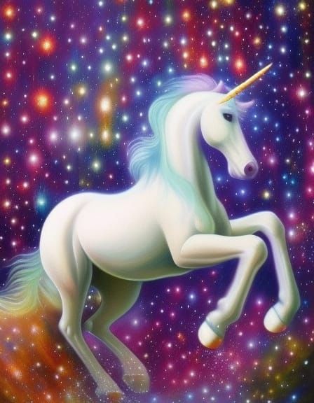 the most beautiful unicorn detailed painting hyperrealism beautiful detailed elegant ethereal glowing neon magnificent r...