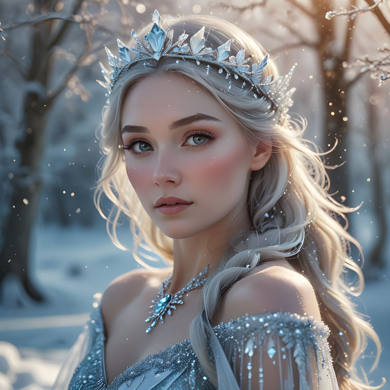 Whimsical Ice Princess in Vibrant Pastel