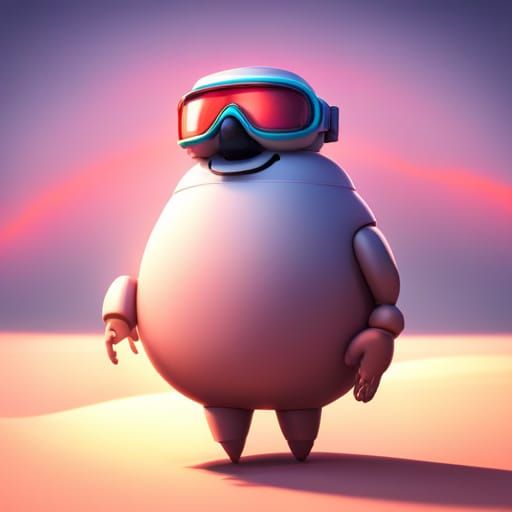 Chubby Marshmallow Character with Snorkel Mask in 3D