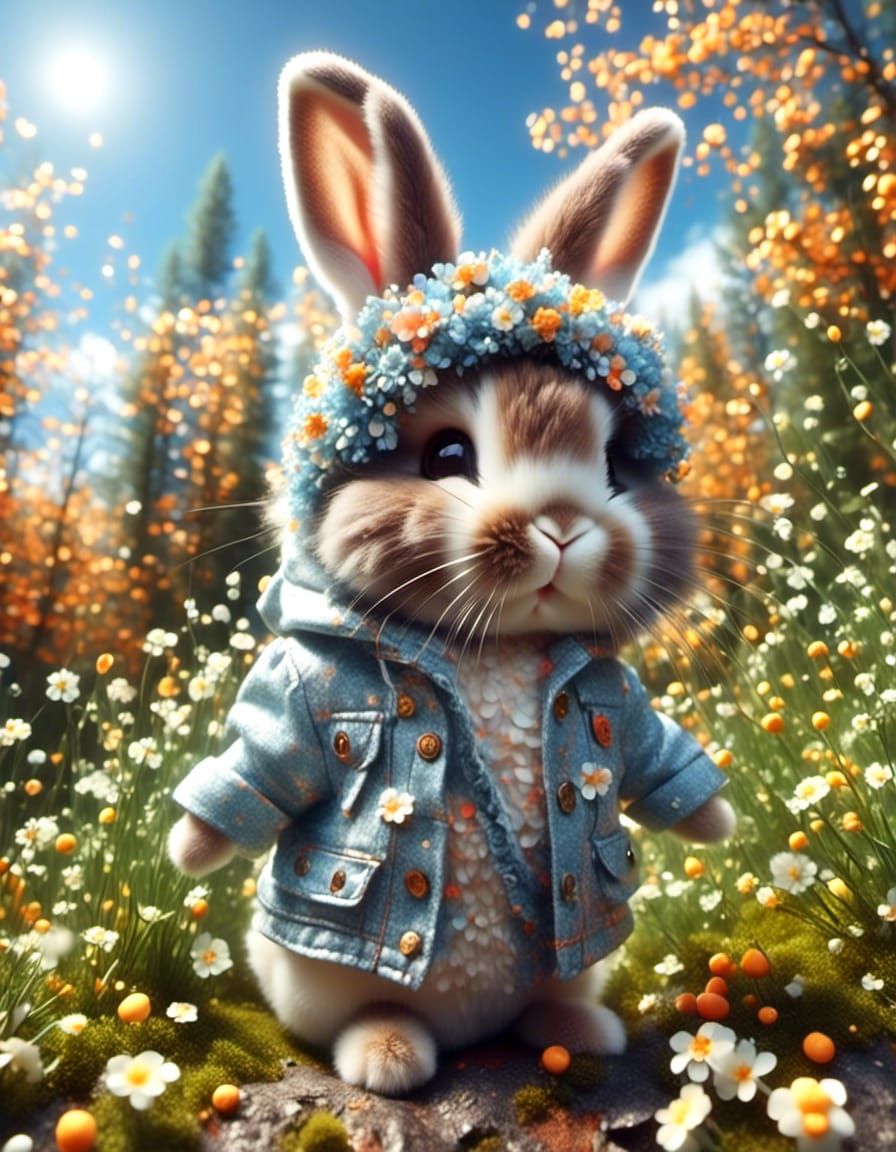 Adorable Bunny in Nature, Realistic Style