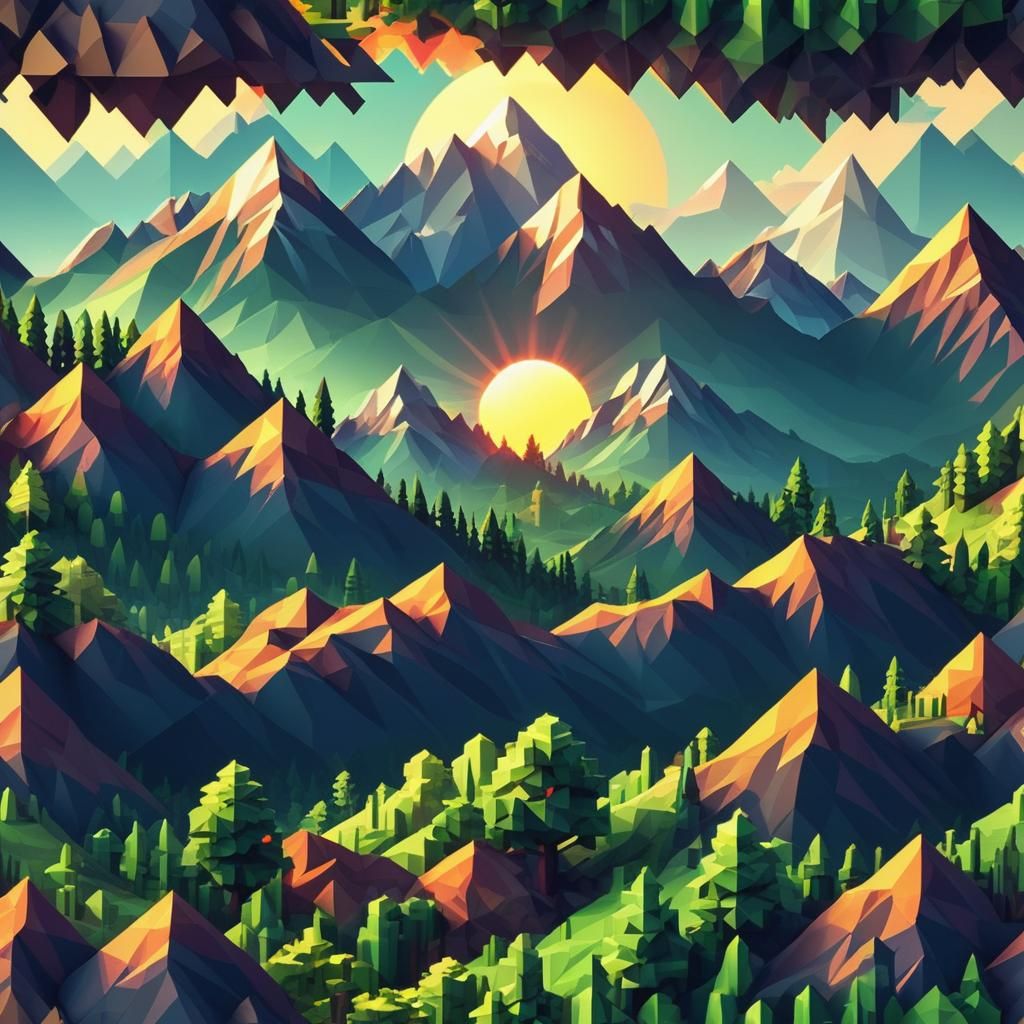 Vibrant Pixel Art Landscape with 8-Bit Aesthetic