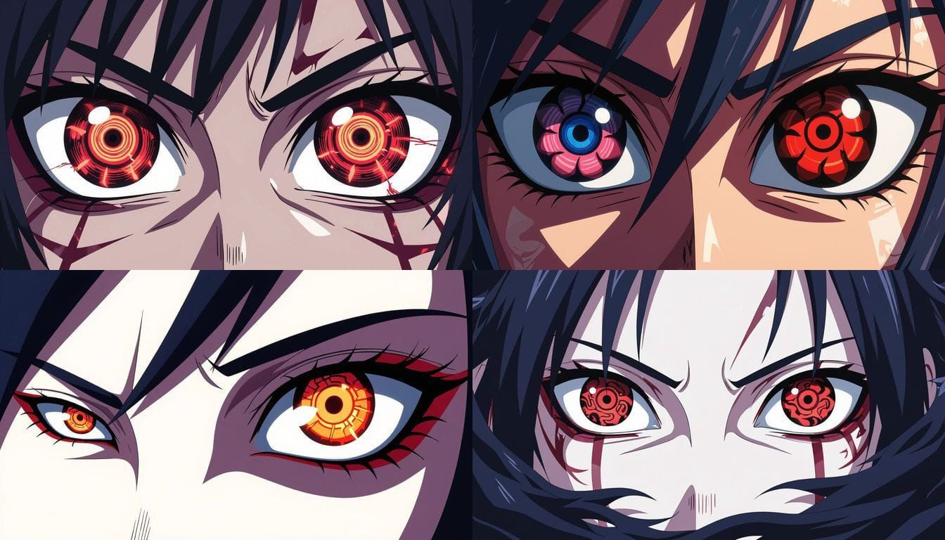 Two Mangekyou Sharingan Eyes in Vivid Anime Style