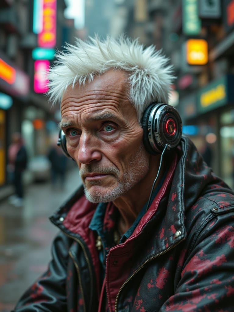 Cyberpunk Grandma Rocks Out in 2050