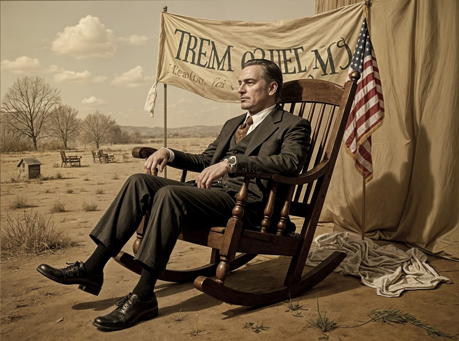 American fed cornbread in a rocking chair