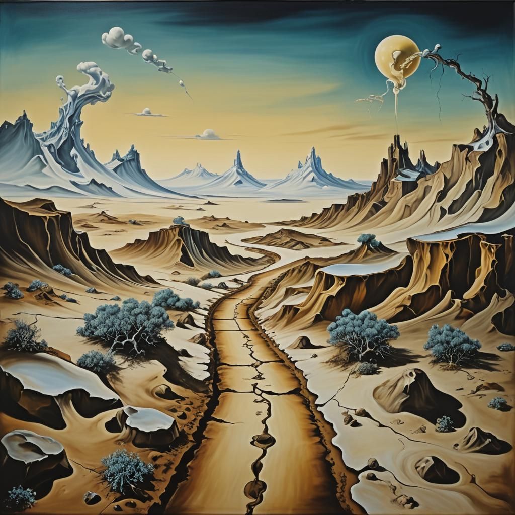 Surreal Path Melts in Dreamlike Landscape