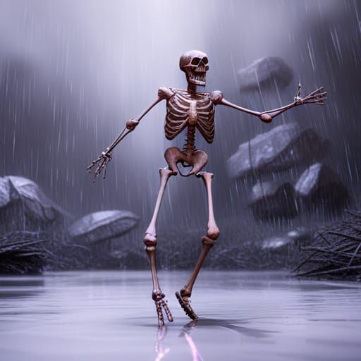 Skeleton's Rainy Dance: Detailed Fantasy Art