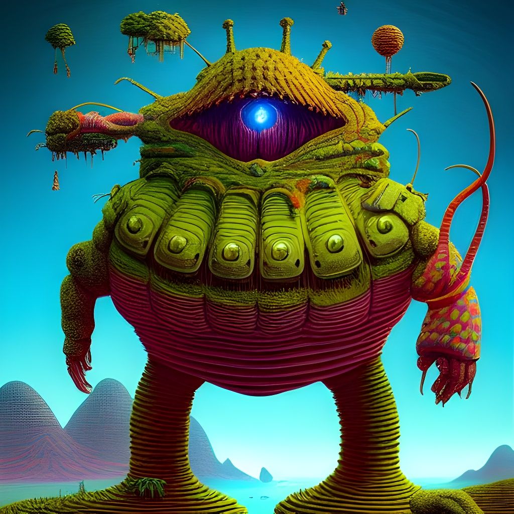 Adorable Goofy Creature in Cyberillustration Style