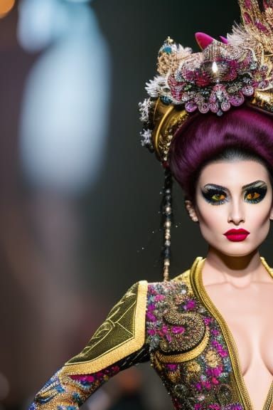 Exotic Beauty with Penguin, Photorealistic Masterpiece