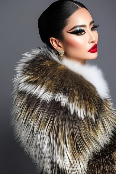 Exotic Woman with Penguin, Hyperrealistic Photorealistic Ima...