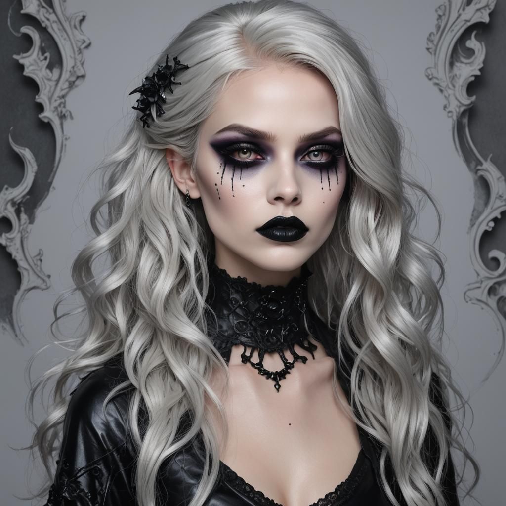 Hyperrealistic Gothic Rogue with Neon Hair