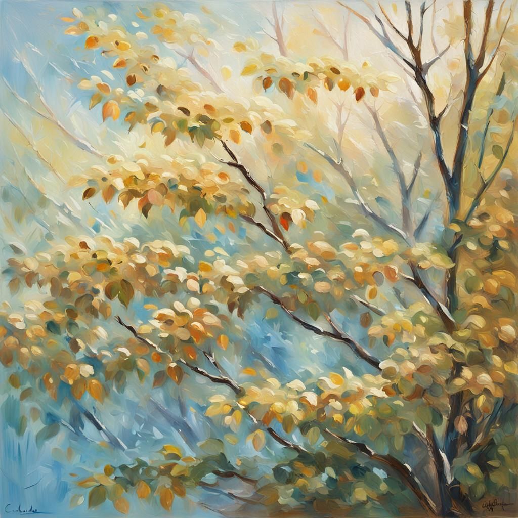 Impressionist Branches in Golden Light