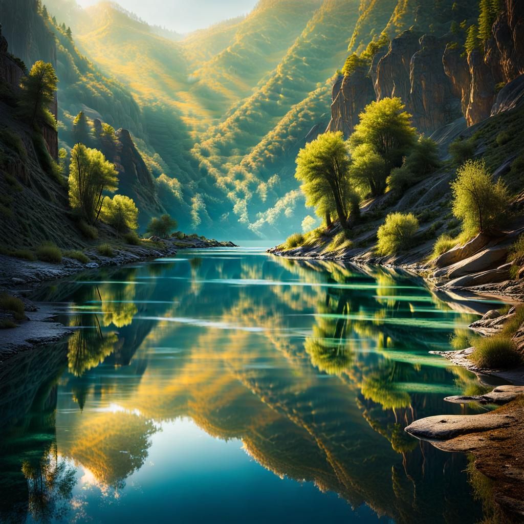 Reflections of nature on calm water surfaces...