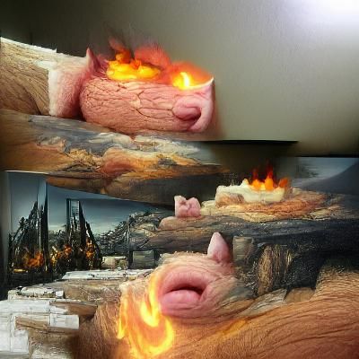 Fiery Knight: A Pig-Themed Matte Painting