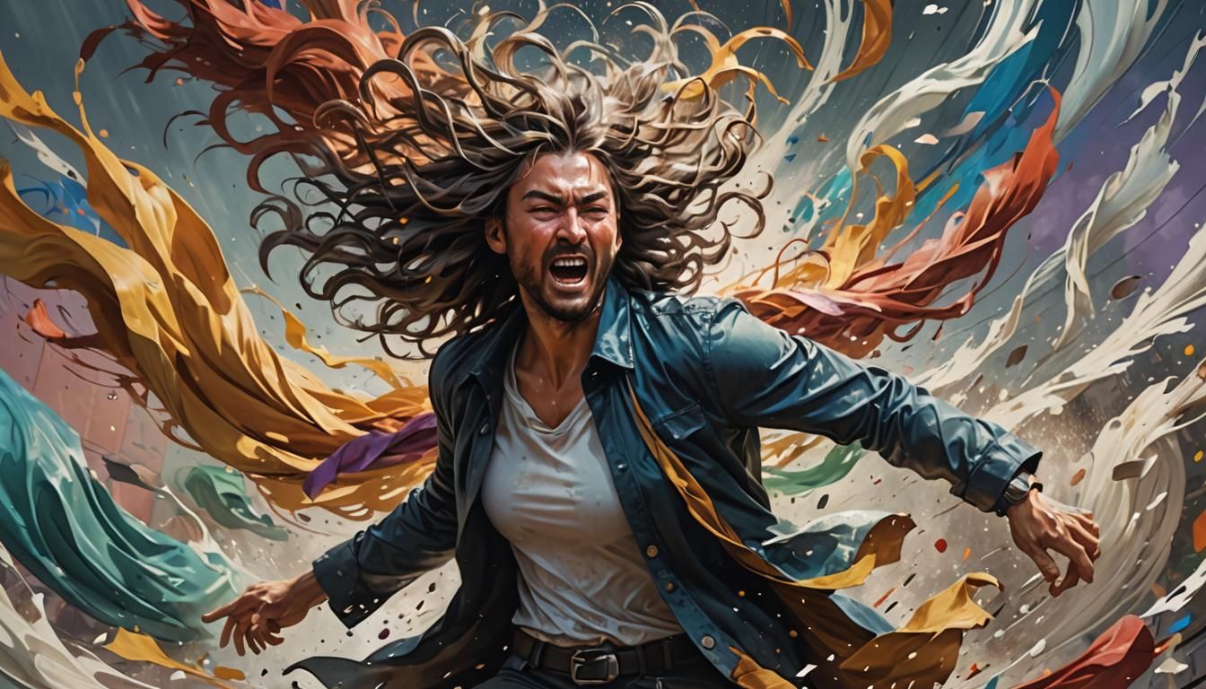 Dynamic Wind Vortex in Hyperrealistic Splash Art