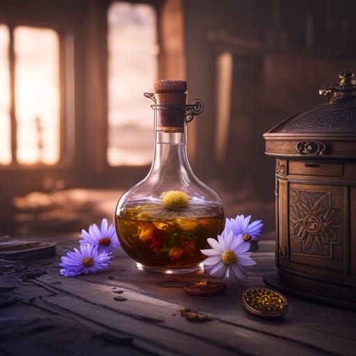 Fantastical Daisy Potion Bottle Concept Art