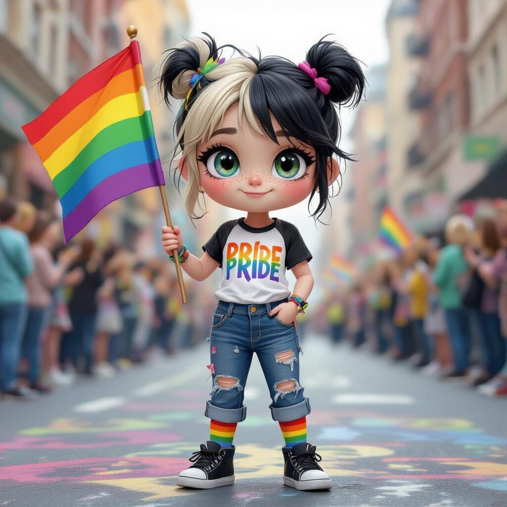 Pride Parade Celebration with Colorful Graffiti Art