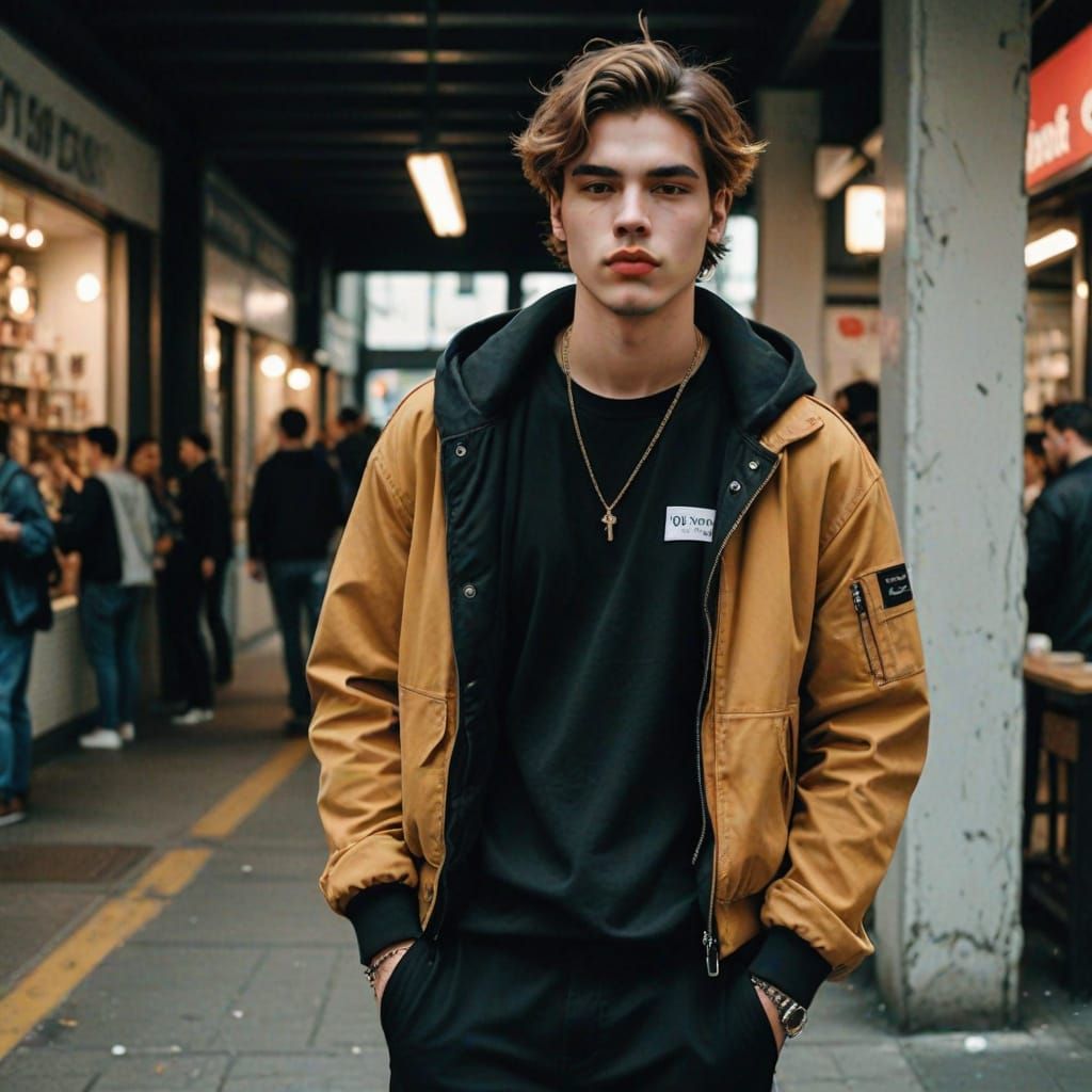 Grunge Youth in Trendy Outfit