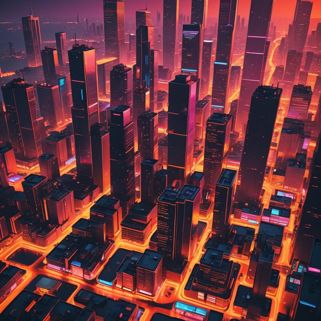 Synthwave Los Santos Cityscape Submerged in Orange Juice