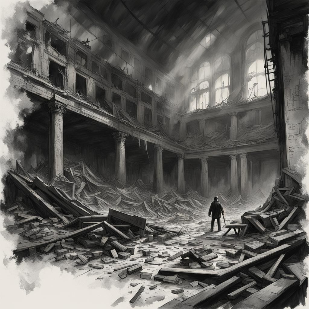 Sinister Chamber Collapse: A Fantasy Art Scene