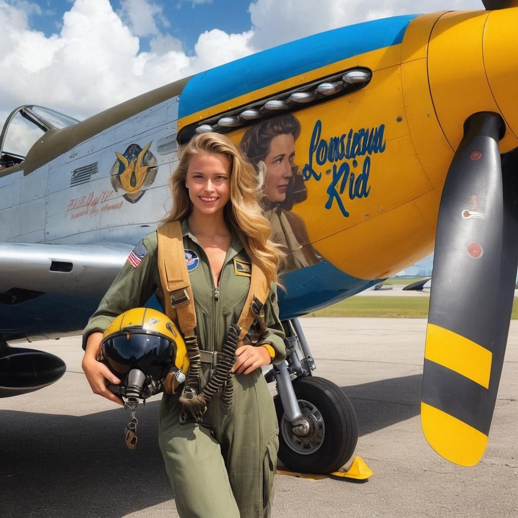 Glamorous USAAF Pilot in Flight Gear