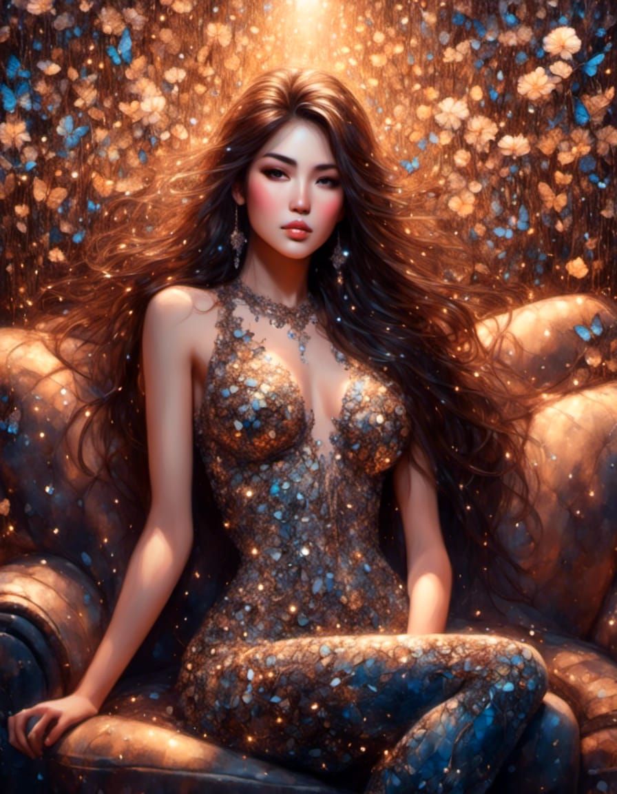 Beautiful Woman Portrait with 3D Shading