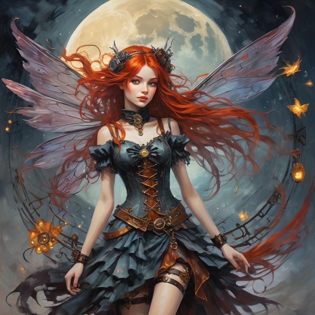 Steampunk Fairy in Impressionist Style