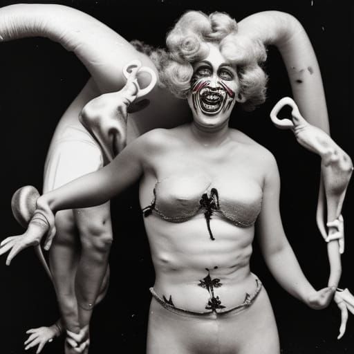 Bizarre 1940s Circus Freakshow Image