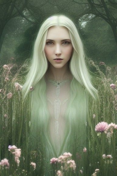 Intricate Druid Woman in a Fantastical Garden