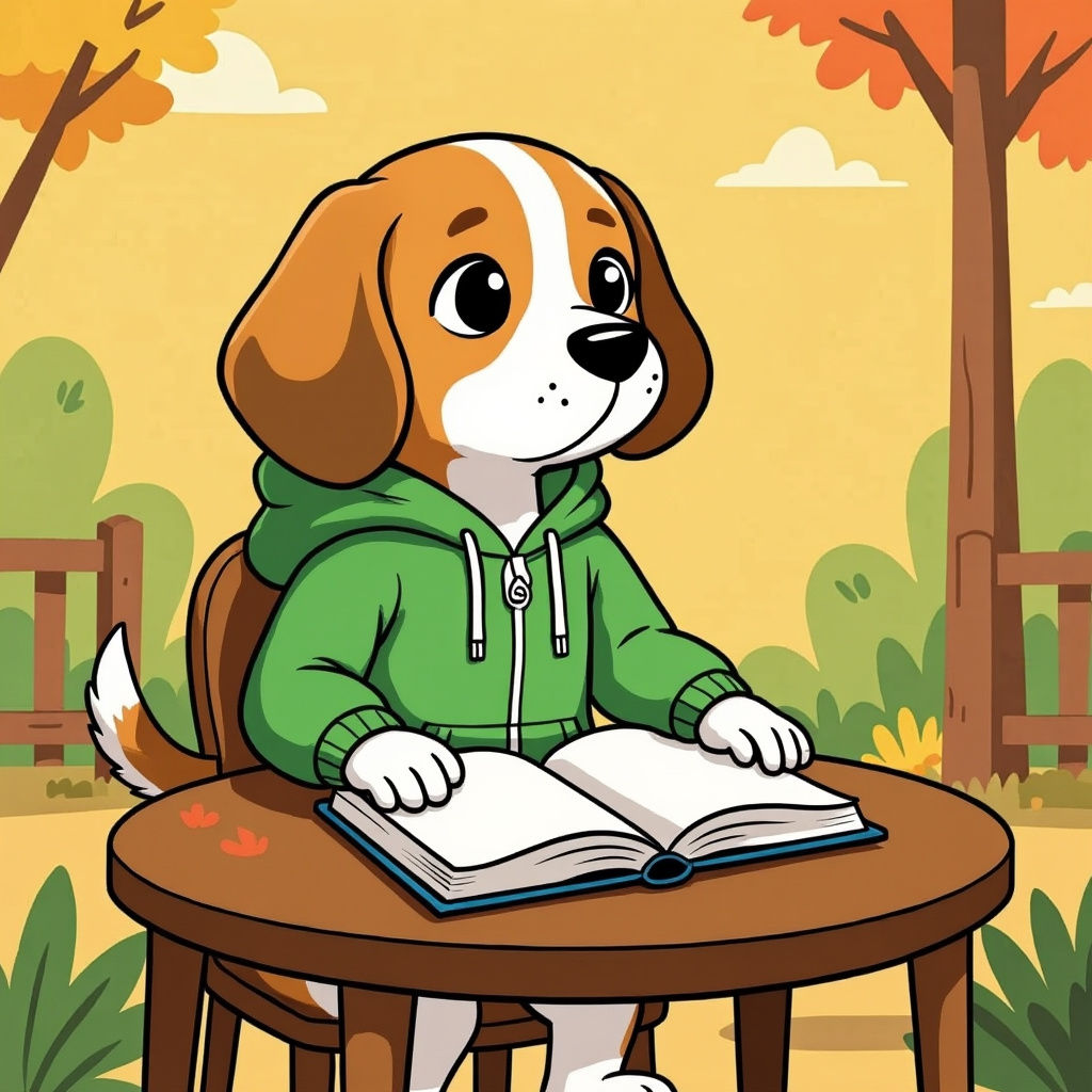 Beagle Enjoying Tea in Animated Art Style