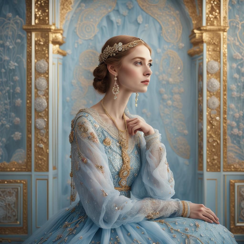 Russian Princess Portrait in Klimt-Inspired Style