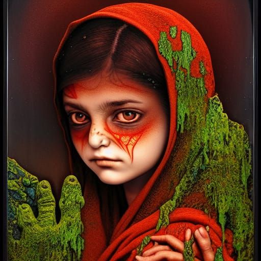 Hyperdetailed Portrait Collage with Horror Elements