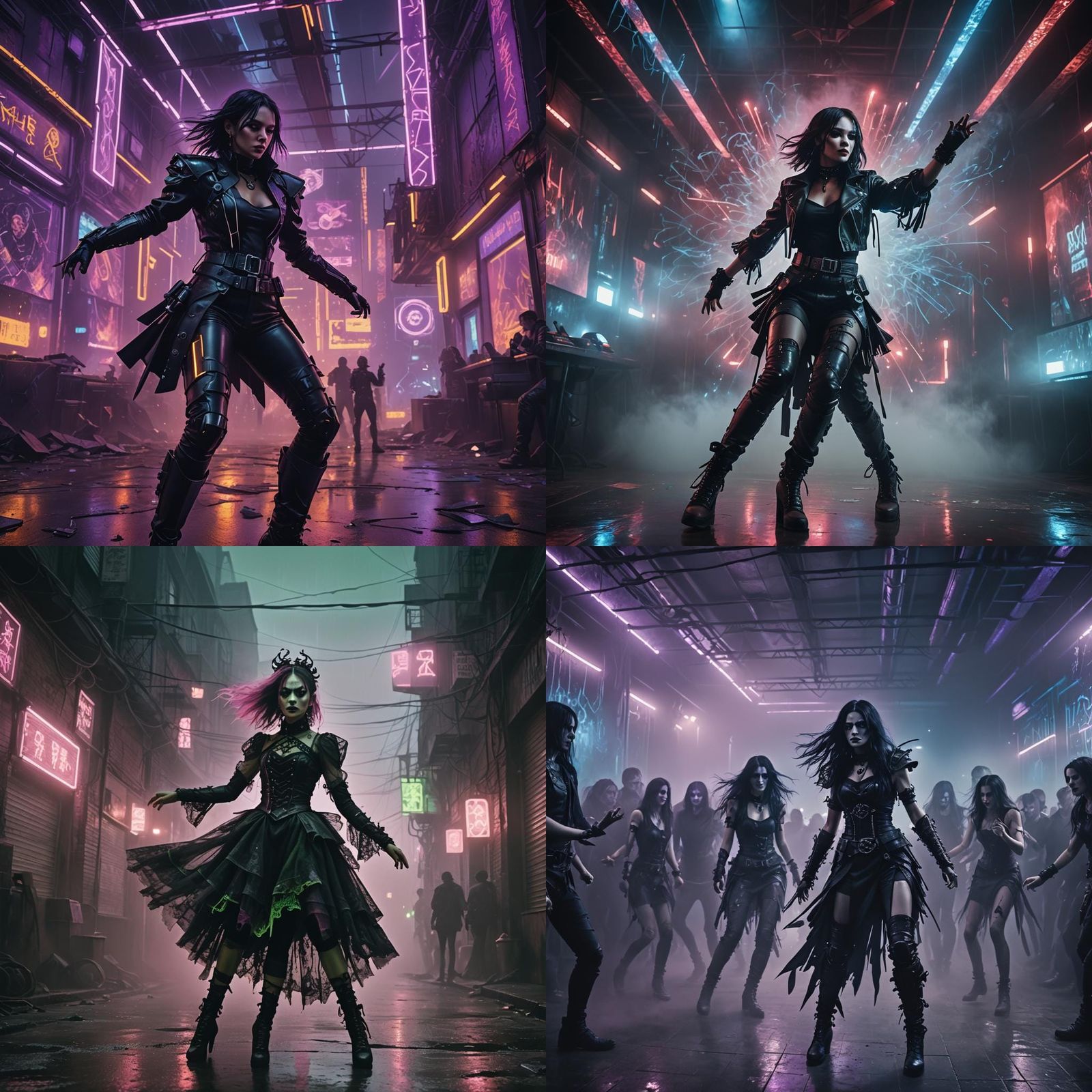 Cyberpunk Gothic Dancer in Detailed Matte Painting