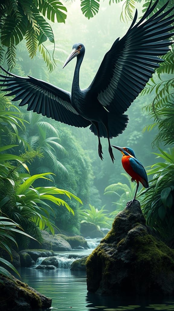Egyptian spring time ibis and kingfisher
