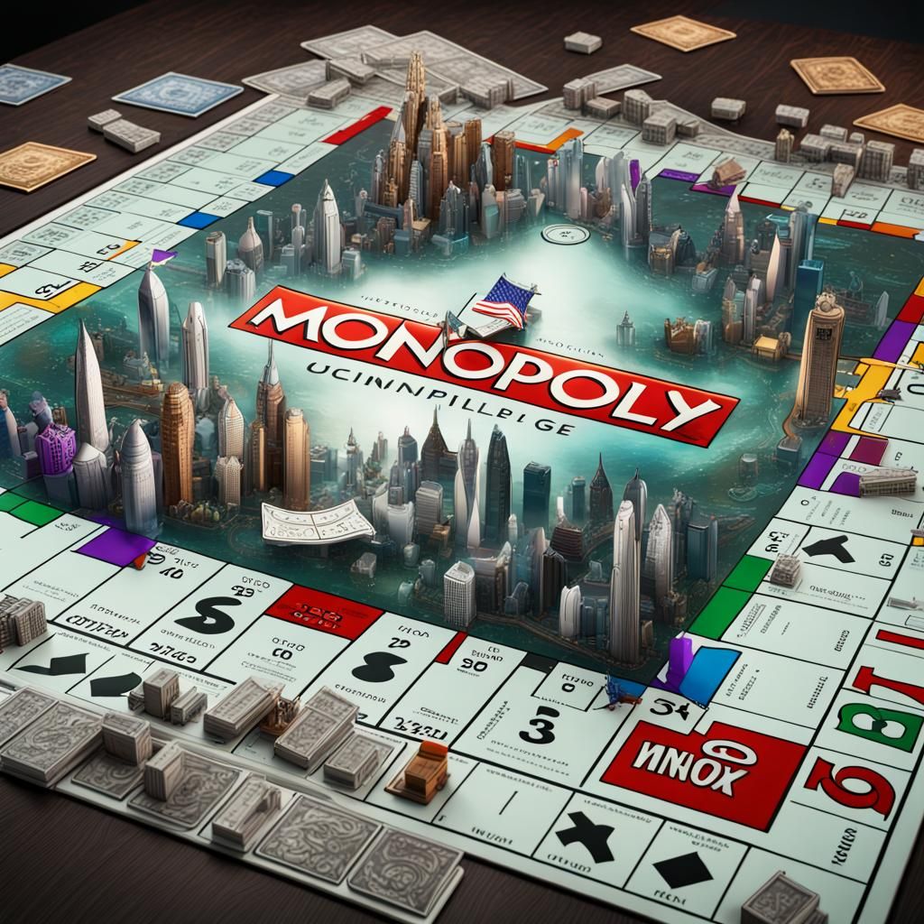 Enormous Monopoly Board with US Cities: Detailed Matte Paint...